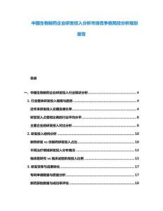 中國生物制藥企業研發投入分析市場競爭格局投分析規劃報告
