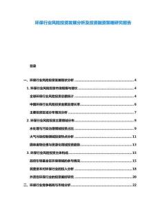 環保行業風險投資發展分析及投資融資策略研究報告