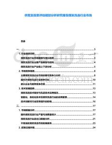 供需及投資評估規(guī)劃分析研究報告煤炭洗選行業(yè)市場