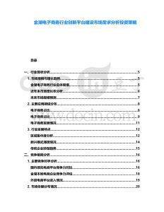 金湖電子商務行業創新平臺建設市場需求分析投資策略