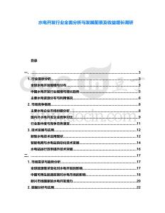 水電開發(fā)行業(yè)全面分析與發(fā)展前景及收益增長(zhǎng)調(diào)研