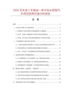 2026及未來5年柴油一排半加長輕型汽車項目投資價值分析報告