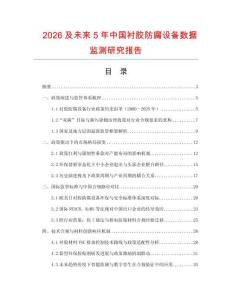 2026及未來5年中國襯膠防腐設備數據監測研究報告