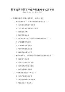 數(shù)字經(jīng)濟背景下產(chǎn)業(yè)升級策略考試及答案