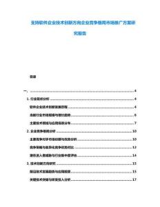 支持軟件企業技術創新方向企業競爭格局市場推廣方案研究報告