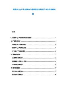湖南省8g產業創新中心建設規劃與科創產業生態構建方案