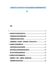 能源供應行業市場運行分析及發展趨勢與管理策略研究報告