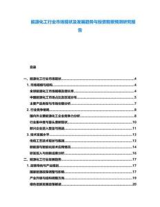能源化工行業市場現狀及發展趨勢與投資前景預測研究報告