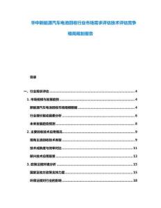 華中新能源汽車電池回收行業(yè)市場(chǎng)需求評(píng)估技術(shù)評(píng)估競(jìng)爭(zhēng)格局規(guī)劃報(bào)告