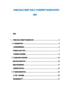 中國石油化工集團產業鏈上下游管理和產業發展分析研究報告