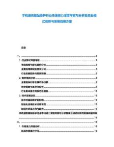 手機(jī)通訊基站維護(hù)行業(yè)市場潛力深度考察與分析及商業(yè)模式創(chuàng)新與發(fā)展戰(zhàn)略方案