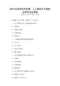 2025年信息技术发展：人工智能与大数据应用考试及答案