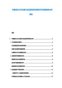 中國(guó)城市公共交通行業(yè)運(yùn)營(yíng)效率深度研究與發(fā)展規(guī)劃分析報(bào)告
