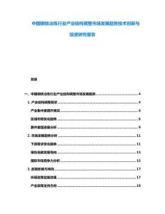 中國鋼鐵冶煉行業(yè)產業(yè)結構調整市場發(fā)展趨勢技術創(chuàng)新與投資研究報告