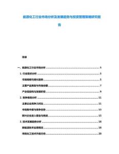 能源化工行業(yè)市場(chǎng)分析及發(fā)展趨勢(shì)與投資管理策略研究報(bào)告