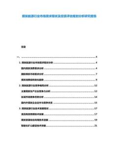 煤炭能源行業市場需求現狀及投資評估規劃分析研究報告