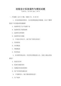 初級會計實務操作與模擬試題