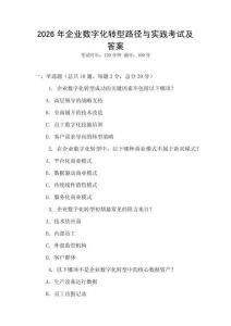 2026年企業數字化轉型路徑與實踐考試及答案
