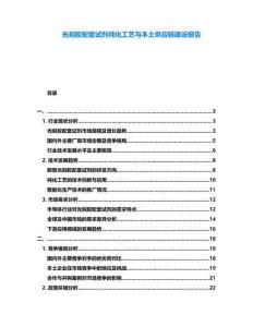 光刻膠配套試劑純化工藝與本土供應(yīng)鏈建設(shè)報告