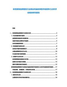 體育賽事品牌授權(quán)行業(yè)商業(yè)利益延伸型市場(chǎng)競(jìng)爭(zhēng)力分析評(píng)估規(guī)劃研究報(bào)告