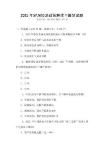 2025年宏觀經(jīng)濟政策解讀與展望試題