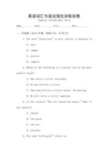 英語詞匯與語法強化訓練試卷