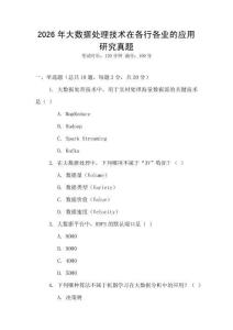 2026年大數(shù)據(jù)處理技術(shù)在各行各業(yè)的應(yīng)用研究真題