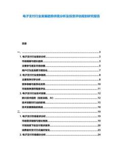 電子支付行業(yè)發(fā)展趨勢供需分析及投資評估規(guī)劃研究報告