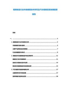 模具制造行業(yè)市場精密技術(shù)研究及汽車模具投資發(fā)展前景報告