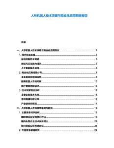 人形機器人技術(shù)突破與商業(yè)化應(yīng)用前景報告