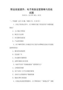 職業技能提升：電子商務運營策略與實戰試題