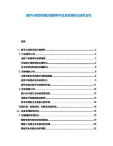 數(shù)字化轉(zhuǎn)型實(shí)施方案剖析與企業(yè)管理優(yōu)化研究文檔