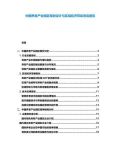 中國養(yǎng)老產(chǎn)業(yè)園區(qū)規(guī)劃設(shè)計與區(qū)域經(jīng)濟(jì)帶動效應(yīng)報告