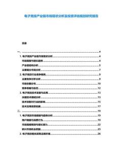 電子競技產業鏈市場現狀分析及投資評估規劃研究報告