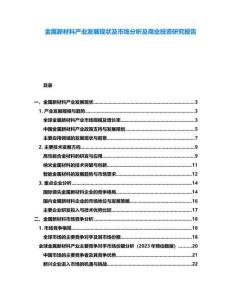 金屬新材料產(chǎn)業(yè)發(fā)展現(xiàn)狀及市場(chǎng)分析及商業(yè)投資研究報(bào)告