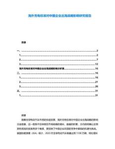 海外充電標準對中國企業出海戰略影響研究報告