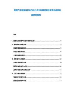美國汽車改裝件行業(yè)市場分析與發(fā)展規(guī)劃投資評估戰(zhàn)略發(fā)展研究指南