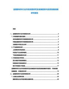 金屬新材料行業(yè)市場(chǎng)深度研究及發(fā)展趨勢(shì)與投資發(fā)展戰(zhàn)略研究報(bào)告