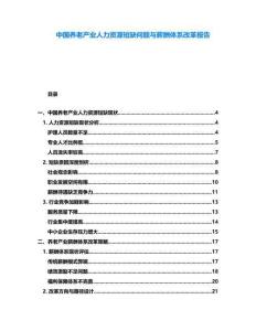 中國養(yǎng)老產(chǎn)業(yè)人力資源短缺問題與薪酬體系改革報(bào)告