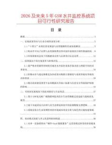 2026及未來5年GSM水井監(jiān)控系統(tǒng)項目可行性研究報告