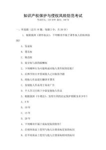 知識產(chǎn)權(quán)保護與侵權(quán)風險防范考試