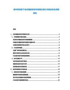 碳中和背景下光伏儲能系統市場增長潛力與商業機會洞察報告