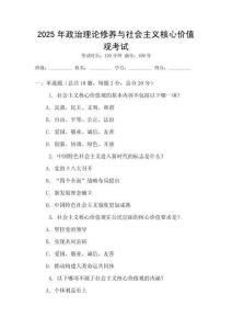 2025年政治理論修養與社會主義核心價值觀考試