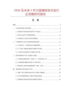 2026及未来5年中国镍硅铁合金行业发展研究报告