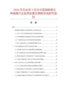 2026年及未來5年內(nèi)中國鋼制限位伸縮器行業(yè)投資前景及策略咨詢研究報告