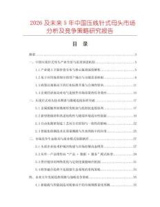 2026及未來(lái)5年中國(guó)壓線針式母頭市場(chǎng)分析及競(jìng)爭(zhēng)策略研究報(bào)告