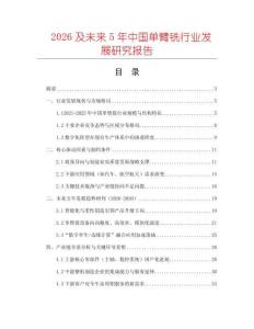 2026及未來5年中國單臂銑行業(yè)發(fā)展研究報告