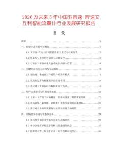 2026及未来5年中国亚音速-音速文丘利智能流量计行业发展研究报告