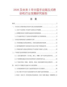 2026及未來5年中國手動高壓式噴砂機行業(yè)發(fā)展研究報告
