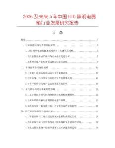 2026及未來5年中國HID照明電器箱行業發展研究報告